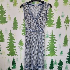 Max Studio Printed Faux Wrap Tie Waist Sleeveless Dress.